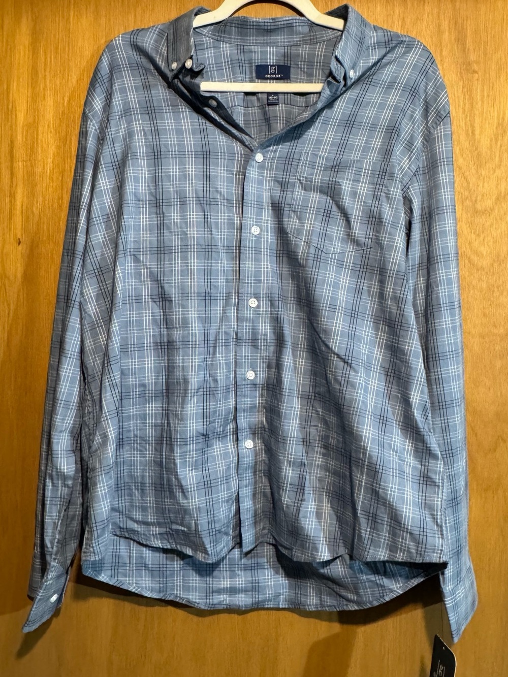 George Men's Light Blue Plaid Button-Up Shirt Jacket